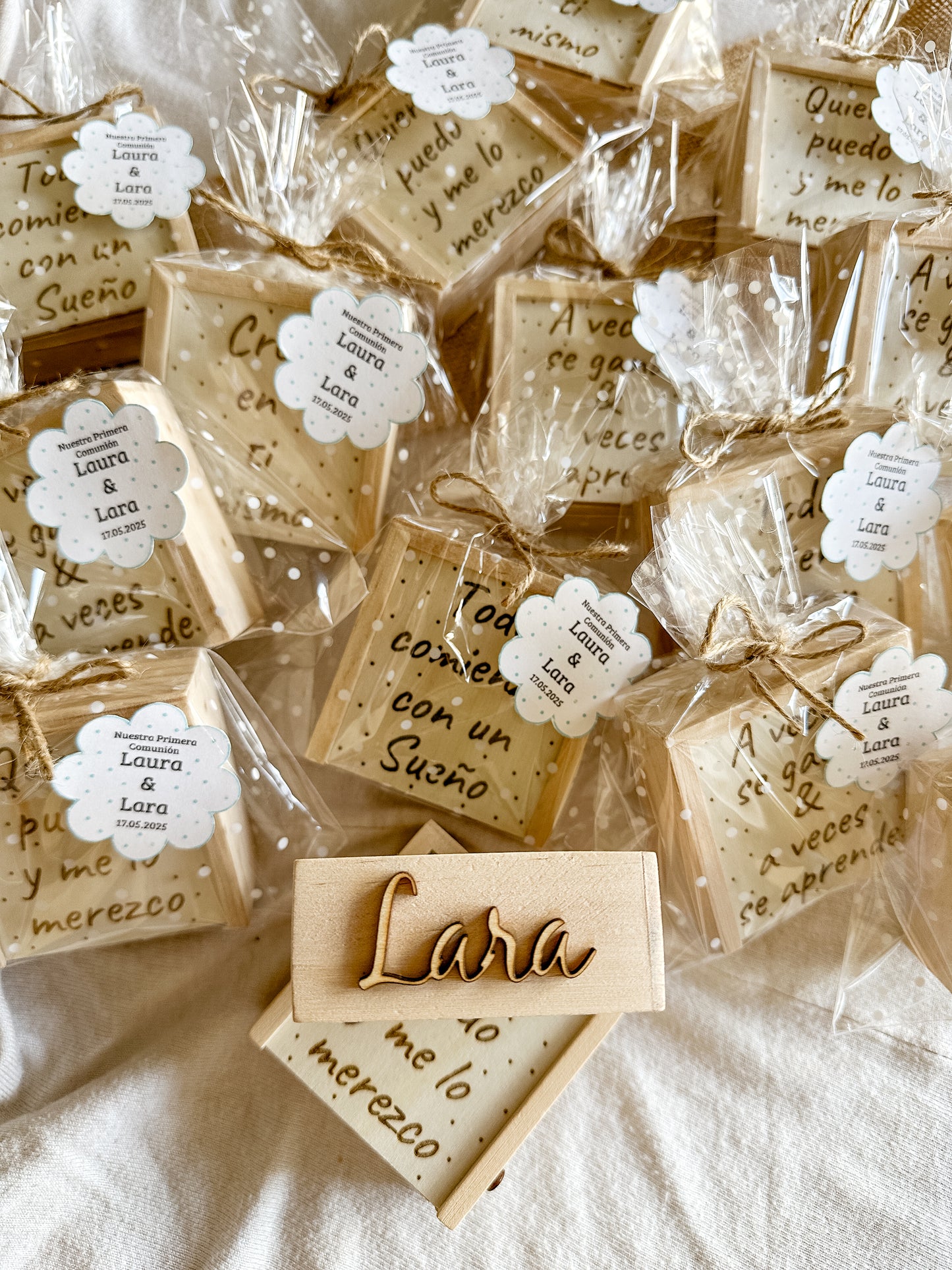 3 en raya de madera personalizado