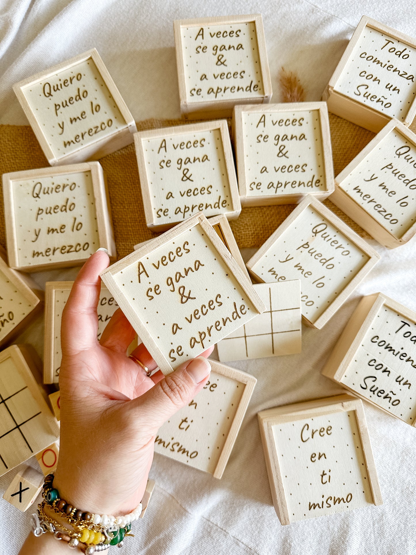 3 en raya de madera personalizado