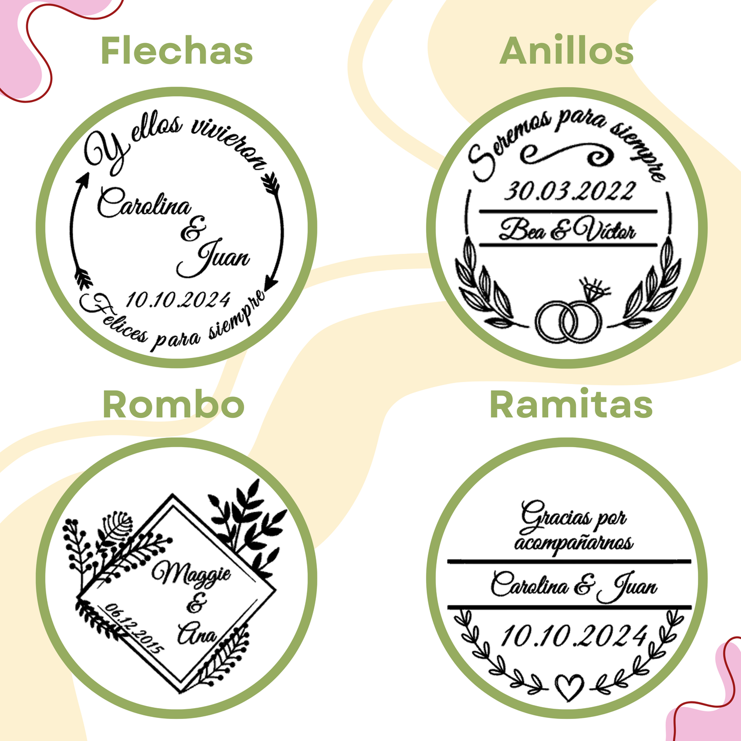 Marcasitios de madera con borla