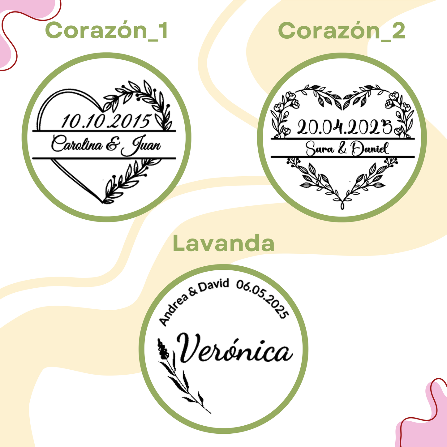 Marcasitios de madera con borla