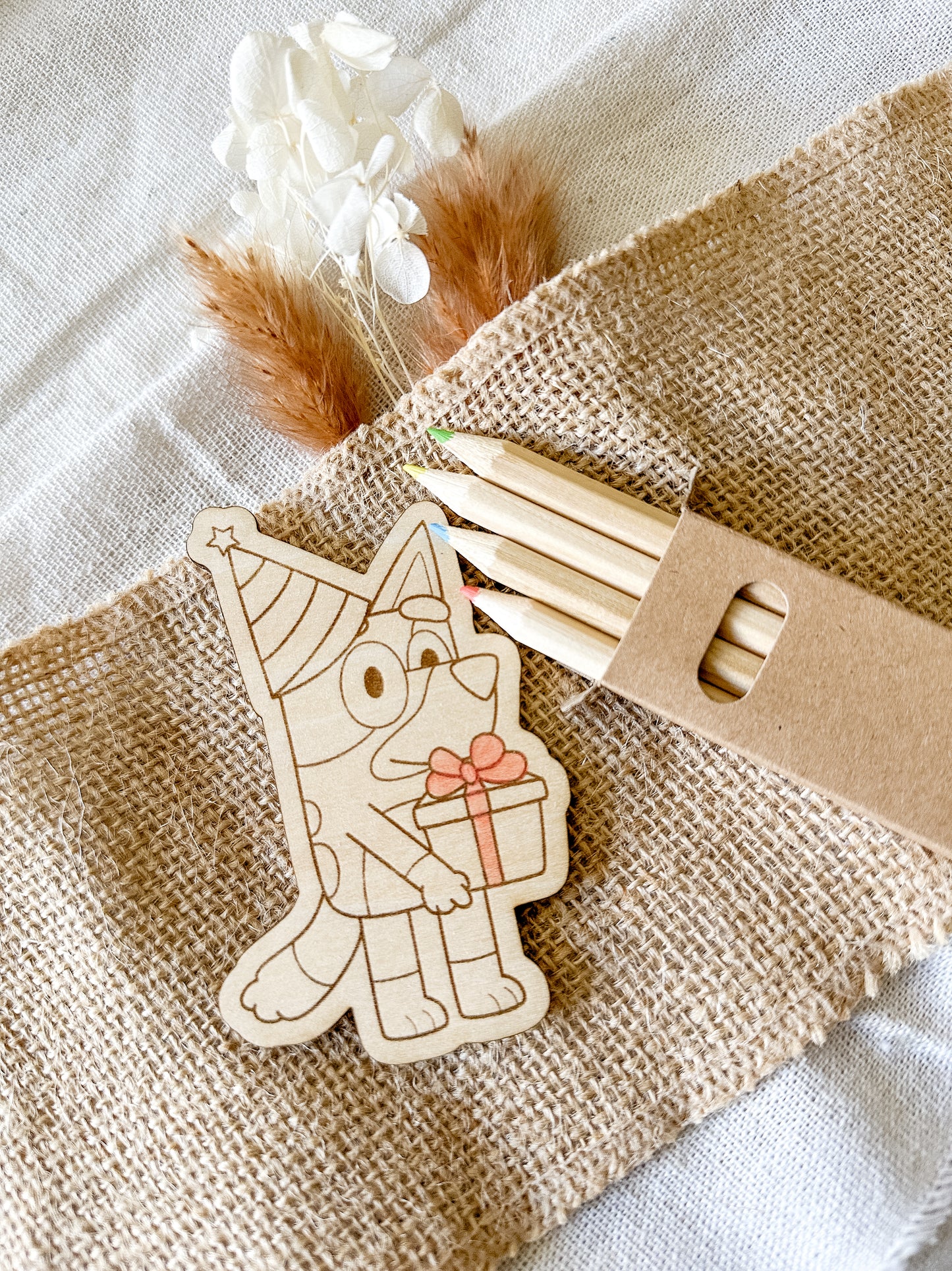 Piezas de madera para colorear + Set colores 🎨