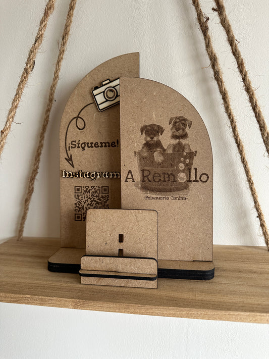 Stand QR / Tarjetero - Madera