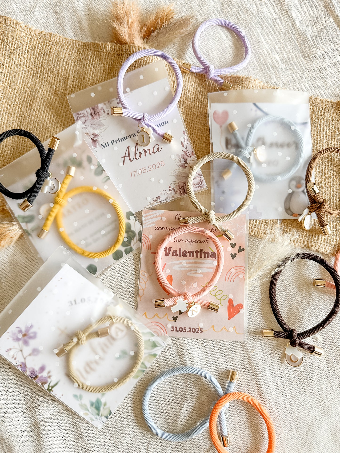 Pulsera nudo elástica - Inicial + Cruz