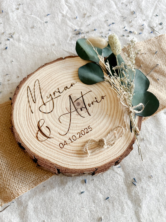 Porta alianzas personalizado - Rodaja Madera 🪵