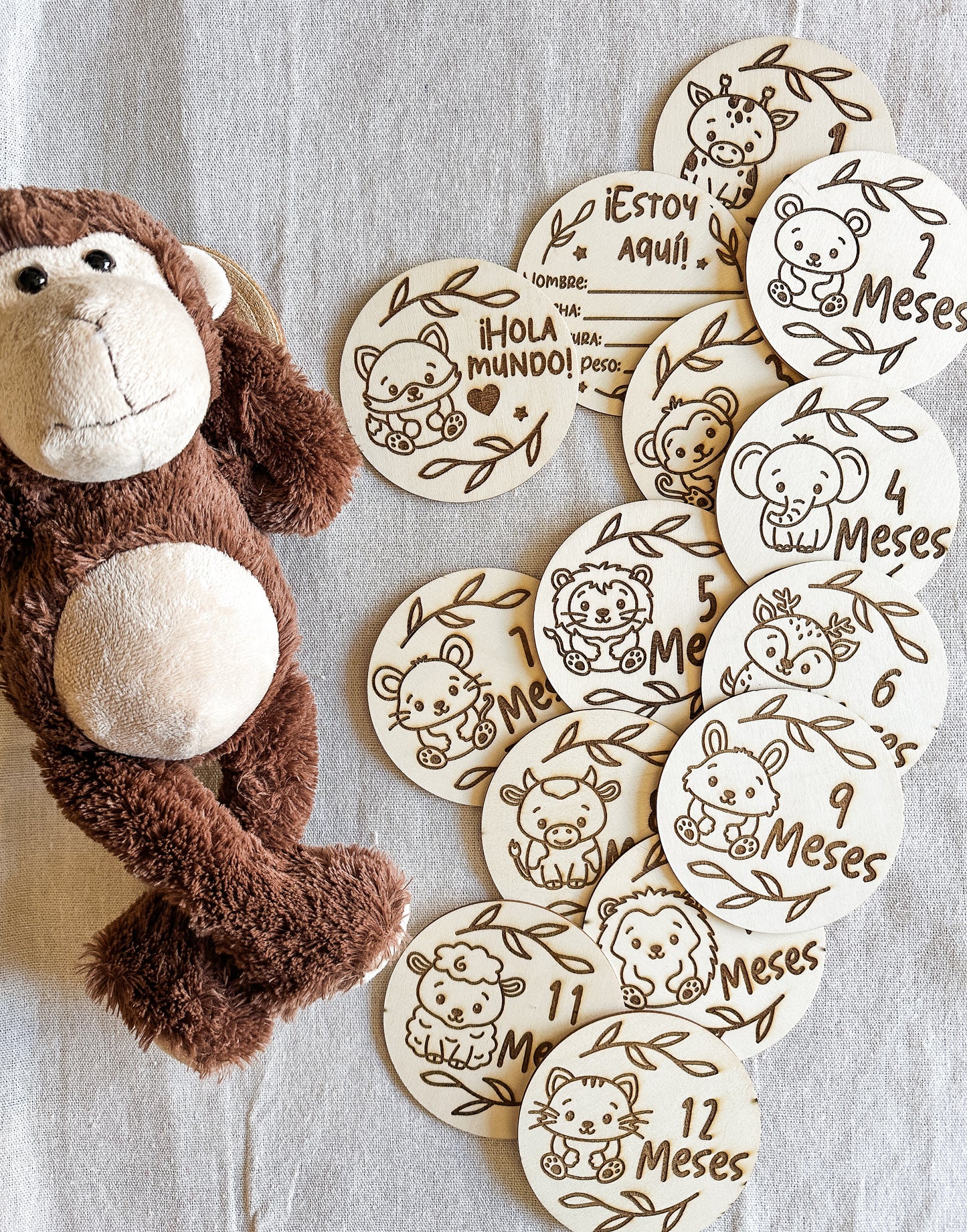 Placas Cumple Mes Bebé - Animales 🐻