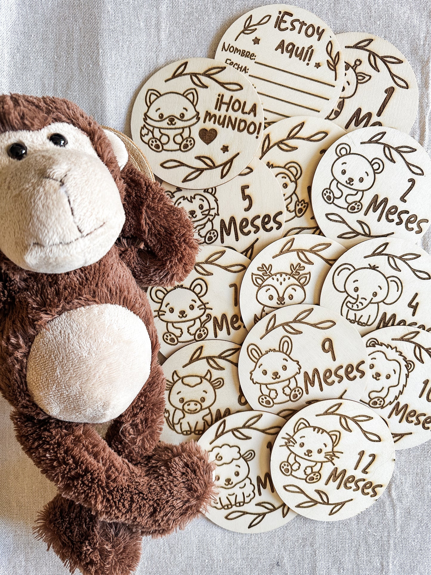 Placas Cumple Mes Bebé - Animales 🐻