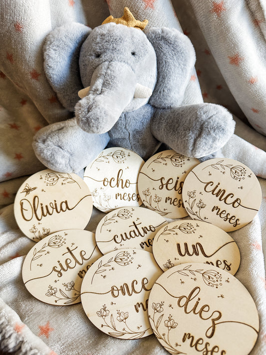 Placas Cumple Mes Bebé - Flores 🌼