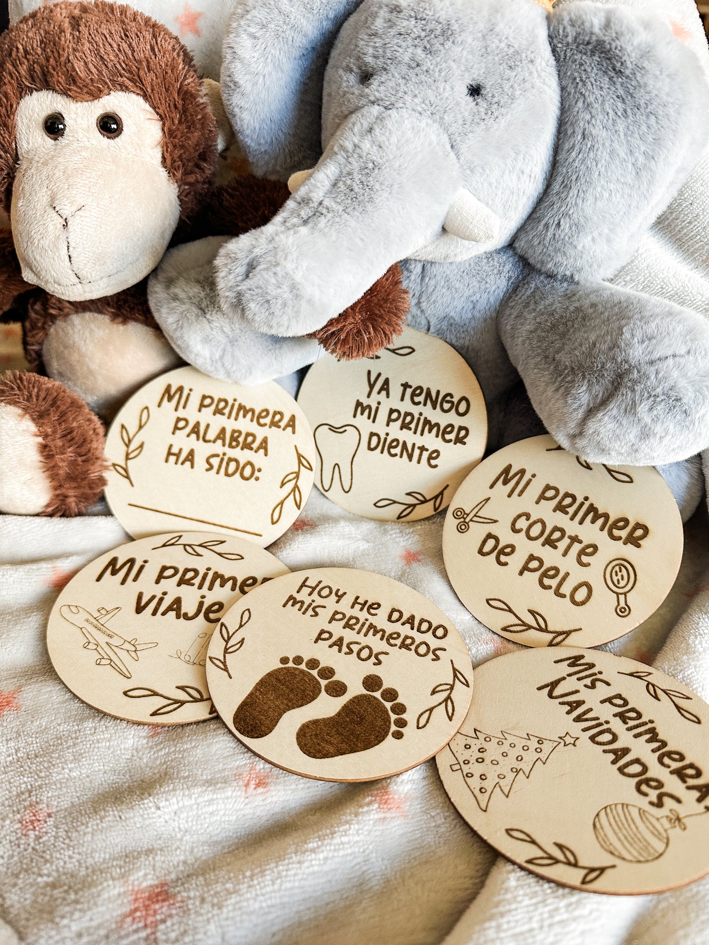 Placas Cumple Mes Bebé - Animales 🐻
