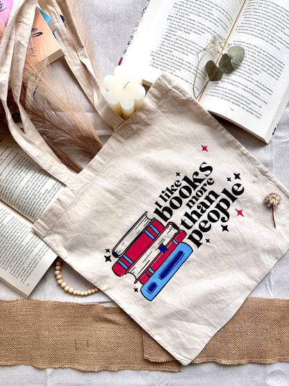 Tote Bag Book Lovers- I like books more than people