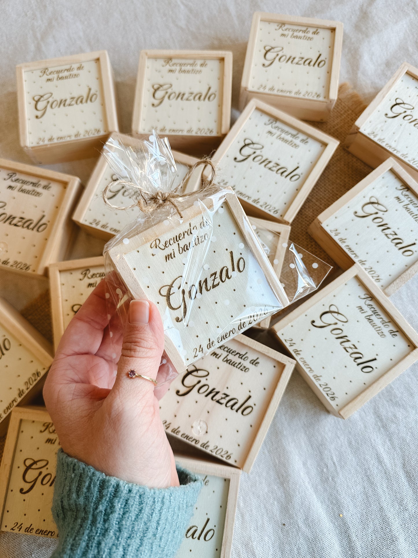 3 en raya de madera personalizado