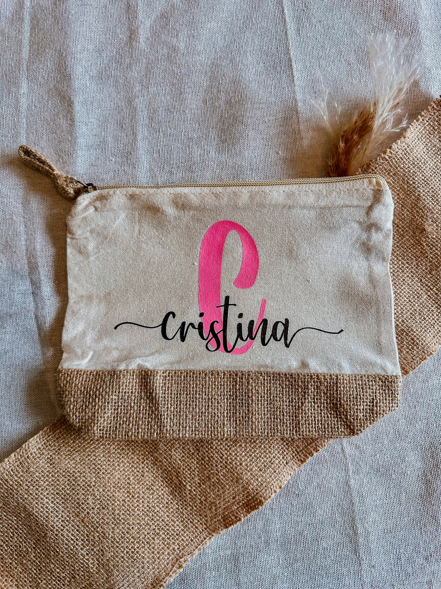 Trousse de toilette en coton et jute