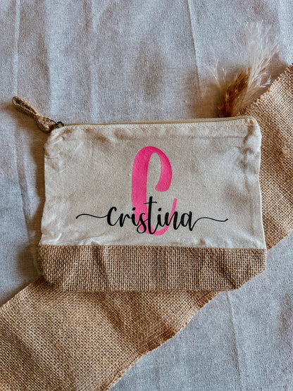 Trousse de toilette en coton et jute