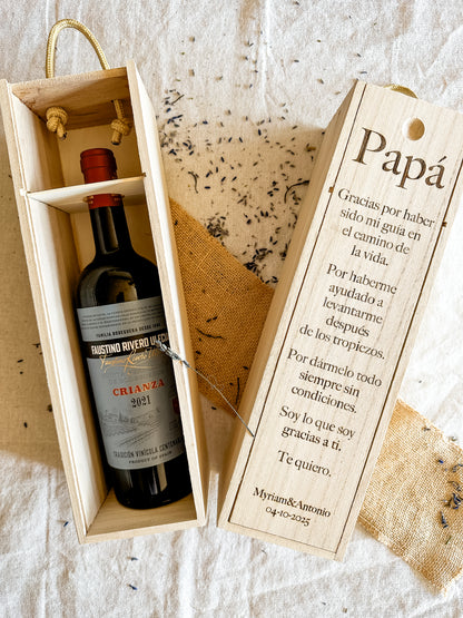 Caja vino personalizada de madera 🍷