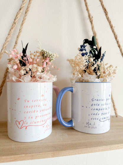 Taza flores preservadas 💐