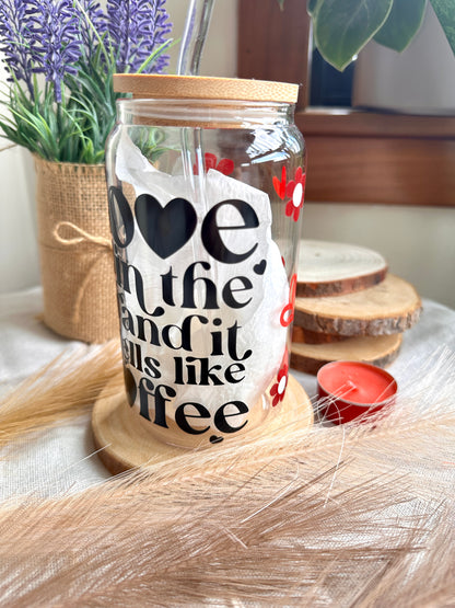 Glass tumbler - Love Coffee