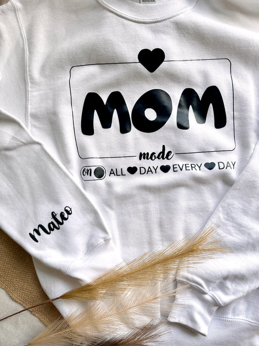 Sudadera Personalizada Algodón - Mom mode + Nombre/s