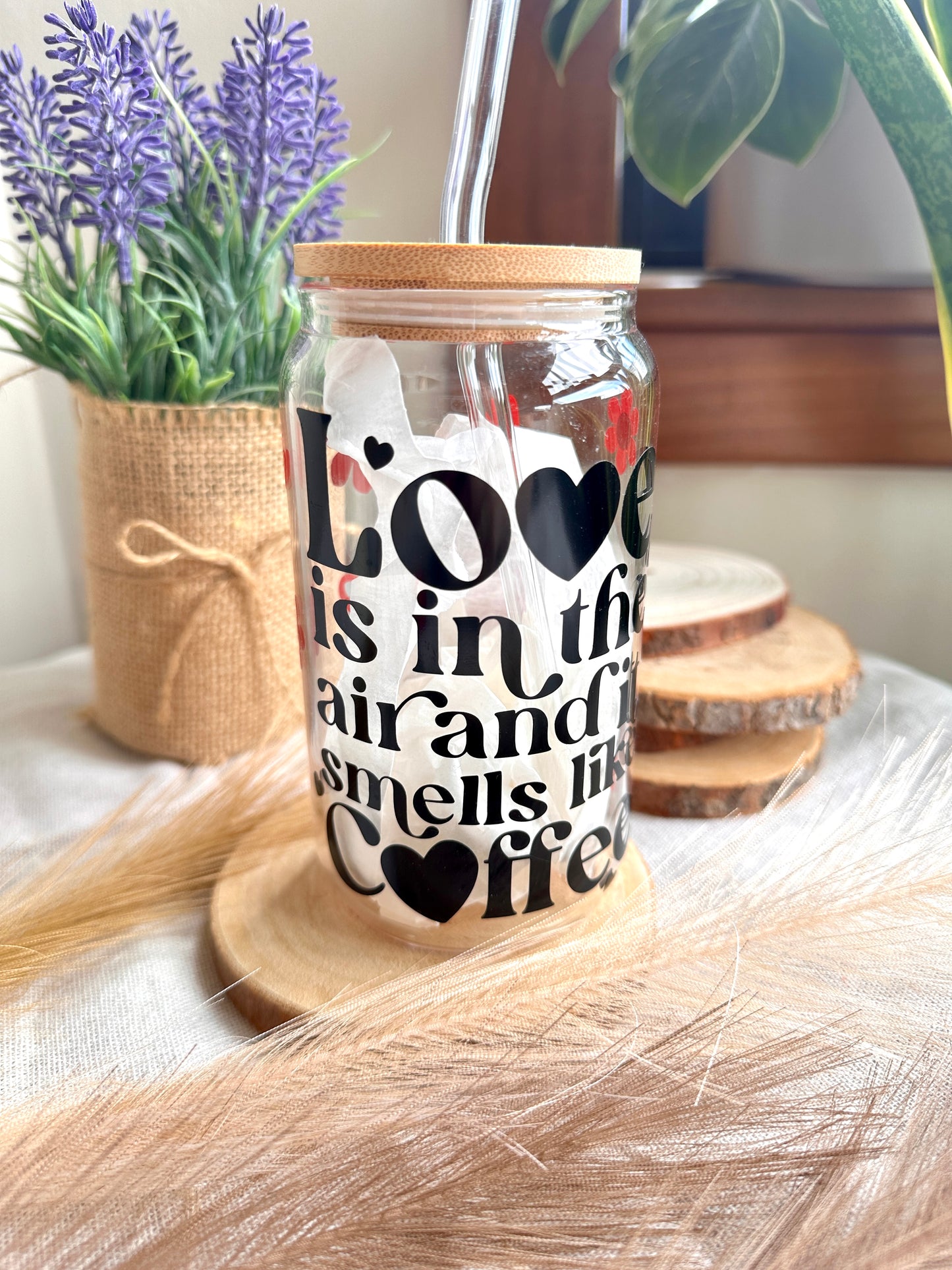 Glass tumbler - Love Coffee