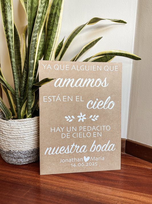 Cartel de madera para eventos